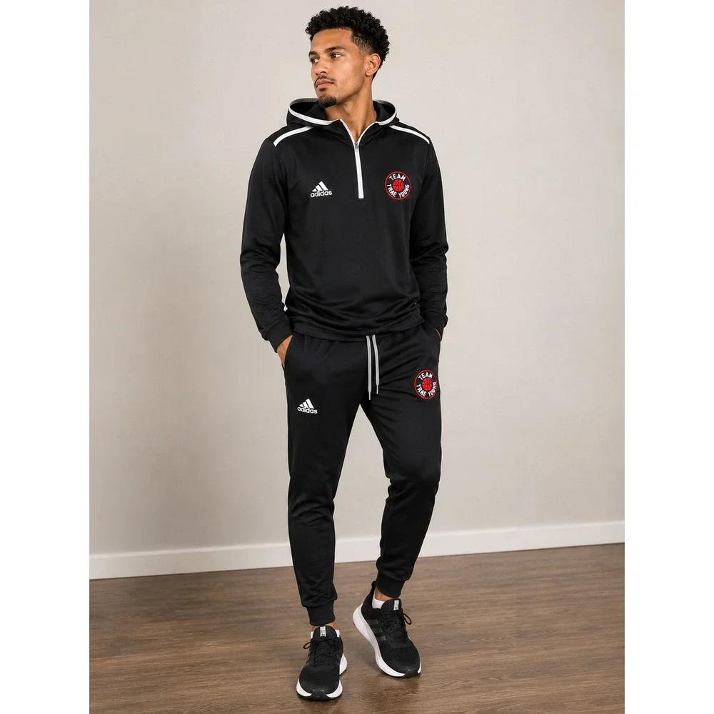 Adidas Team Trae Young Mens Tracksuit Set Black‎ Quarter Zip Hoodie Joggers XL
